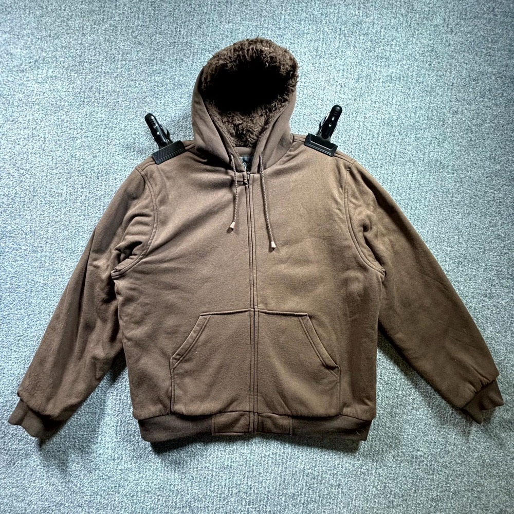 1st Phase Hoodie Men's Large Brown Sherpa Fleece Lined Full Zip Casual Outdoor